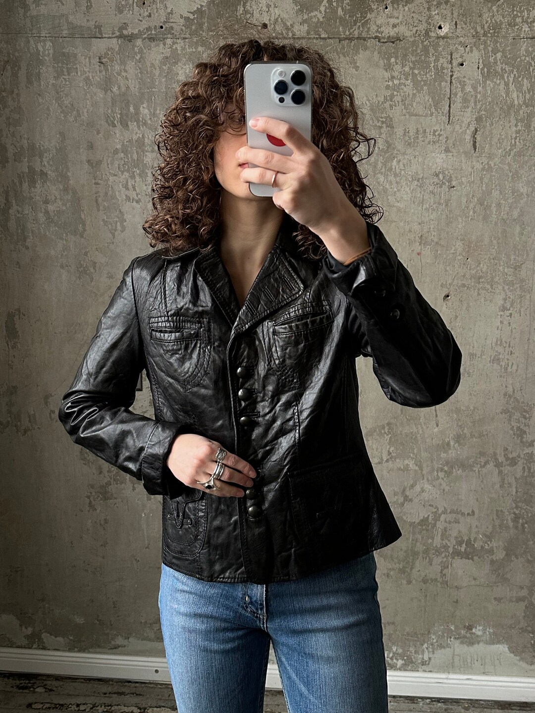 Boxy Faux  Leather Blazer