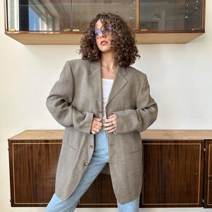 Vintage classic oversized linen/viscose blazer in beige