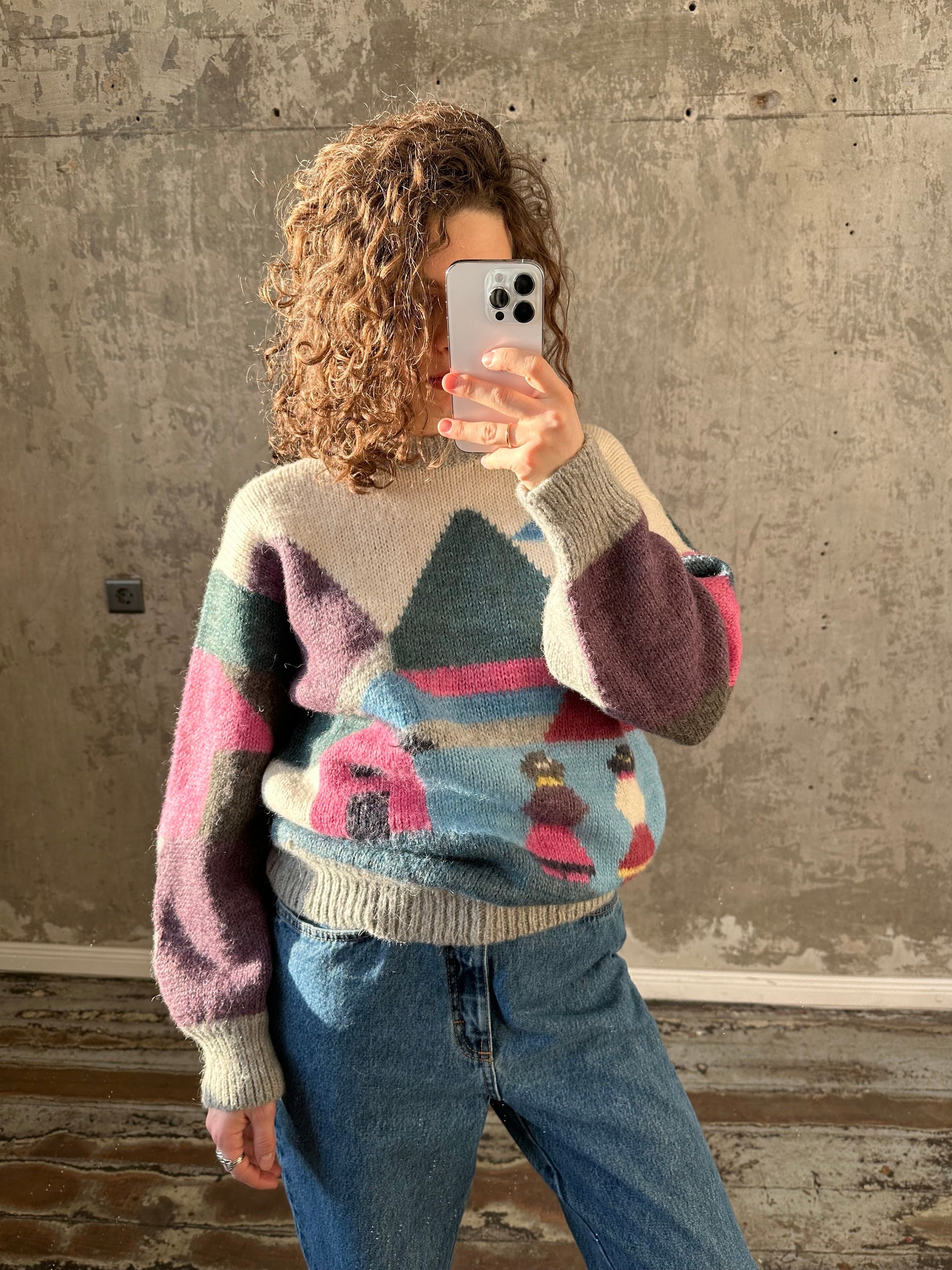 Vintage Wool Sweater With Colourful Peisage - Etsy Vintage Wool Sweater With Colourful Peisage - Etsy