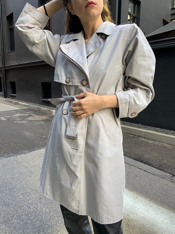 Vintage Trench Coat Short Grey Coat | Etsy