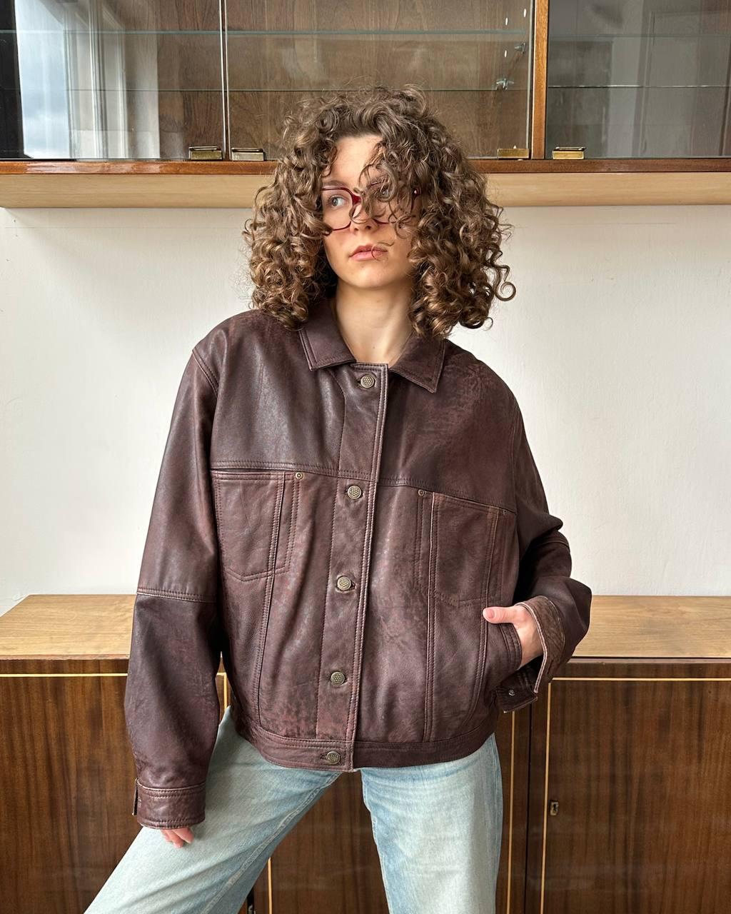 ジャケット・アウター LADY VOLUME vintage leather jacket brown women-s-leather-jacket-biker-