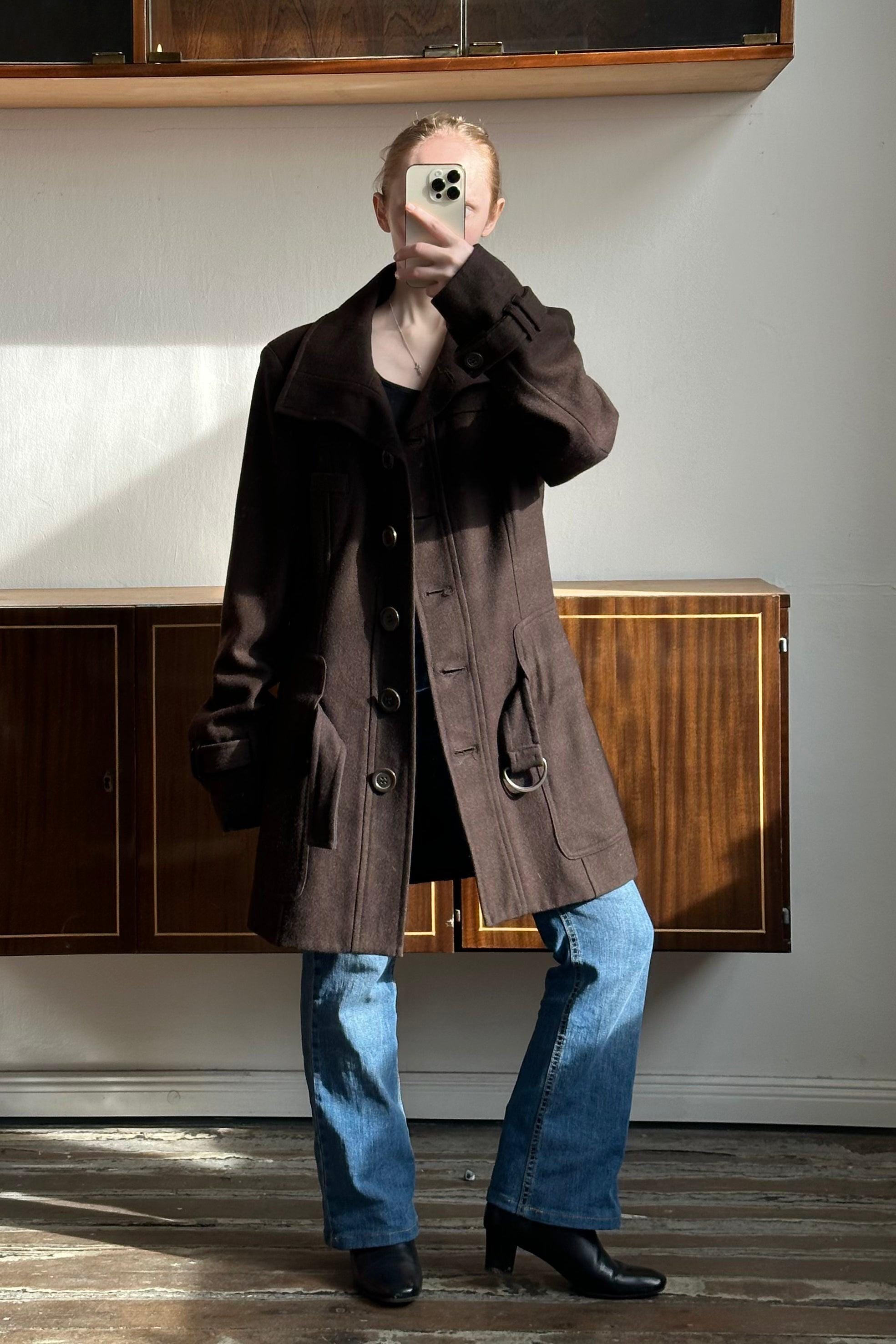90s Brown Wool Coat - Etsy