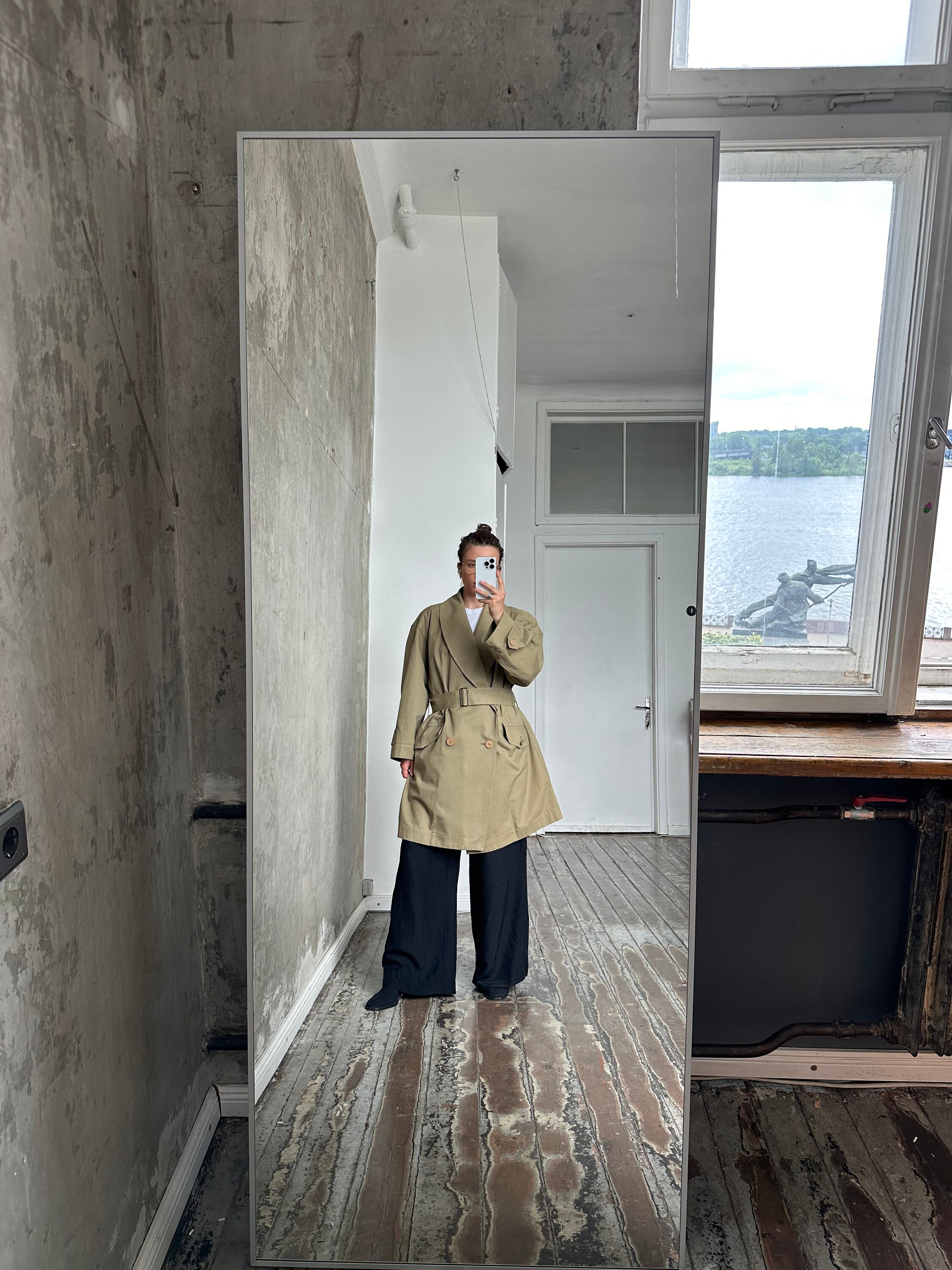 Archive 80s Issey Miyake Plantation Trench Coat in Green Archive 80s Issey Miyake Plantation Trench Coat in Green