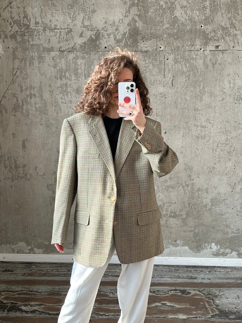 Vintage Kaschmir Blazer in braun, Hahnentritt-Blazer Bild 2