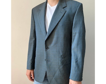 Vintage mens checkered blazer, Luigi Botto wool blazer