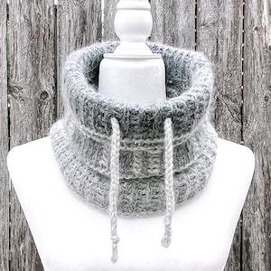 TUNISIAN CROCHET PATTERN Beginner Drawstring Cowl || Lochside Argyle Women's Tunisian Cowl - Instant pdf download - Photo tutorial Incl.