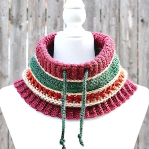 CROCHET PATTERN Easy Drawstring Cowl || Persinette Crochet Cowl in 3 sizes - Instant PDF pattern download - Photo tutorial Included.