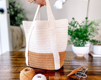 Easy Crochet Tote Pattern // Mirabeau Crochet Bag Pattern - Instant PDF pattern download - Photo tutorial Included.