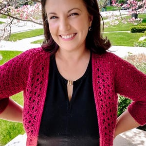CROCHET PATTERN + VIDEO Cropped Cardigan Pattern || Moonflower Bolero Easy Crochet Women's Shrug in 9 sizes (xs-5xl) - Instant download.