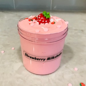 Strawberry Milkshake Slime Butter Slime 6oz Cheap Slime Inflating Slime Scented Slime AspenSlimeLabs image 1