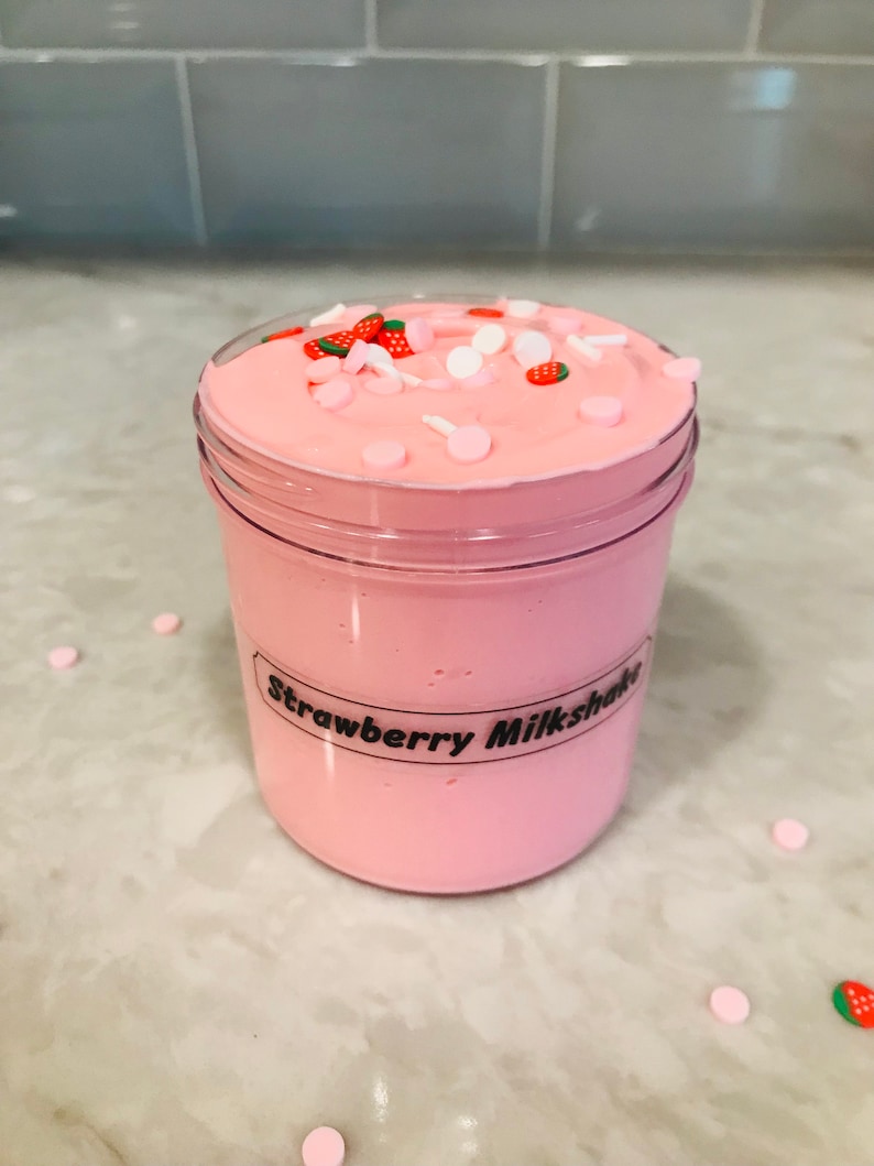 Strawberry Milkshake Slime Butter Slime 6oz Cheap Slime Inflating Slime Scented Slime AspenSlimeLabs image 3