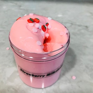 Strawberry Milkshake Slime Butter Slime 6oz Cheap Slime Inflating Slime Scented Slime AspenSlimeLabs image 4