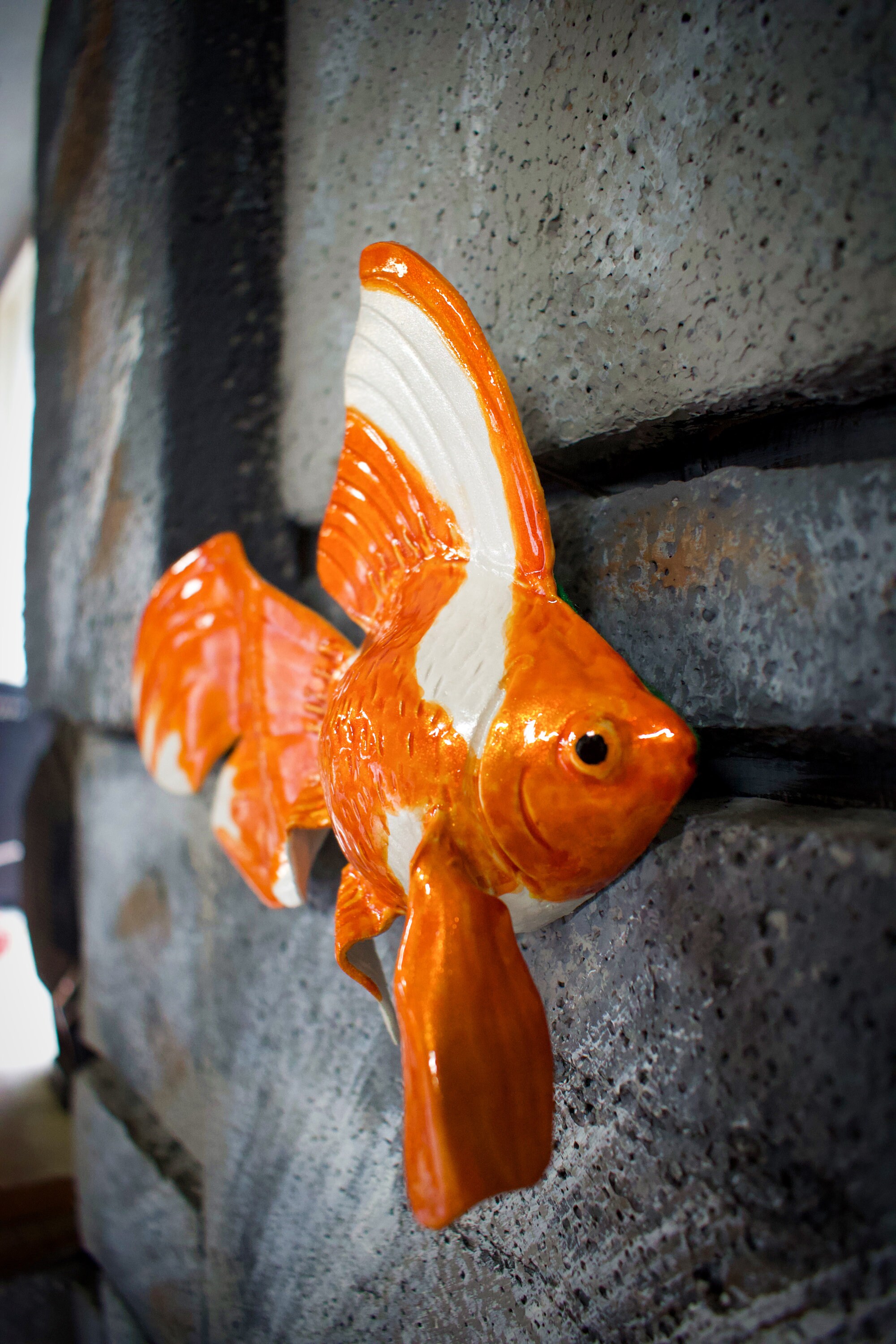 Wall hanging goldfish Tangerine and less white right side Etsy