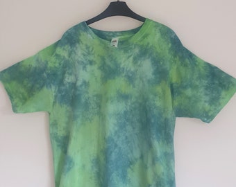 Dark and Light Green Crumple Tie Dye T-shirt - Available in Short Sleeved, Long Sleeved, Sweatshirt, Women's Vest and Kids designs