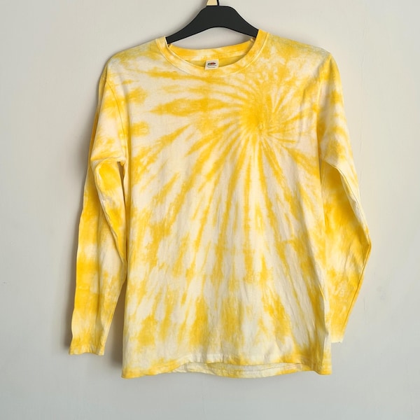 Geel Swirl Tie Dye T-shirt - handgemaakt katoenen T-shirt