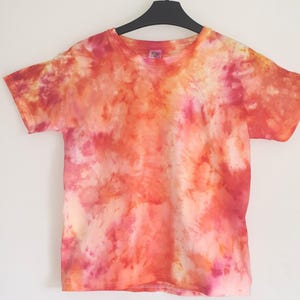 Ice Dye Fire Shirt, Orange, Yellow, Pink Tie-Dye, Handmade Cotton Tee