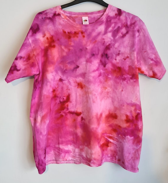 Hand-Dyed Pink Ice Dye Shirt, Cotton T-Shirt, Sweatshirt, Vest