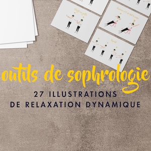 Sophrology: 27 illustrations of dynamic relaxation exercises - MALE AVATAR - digital