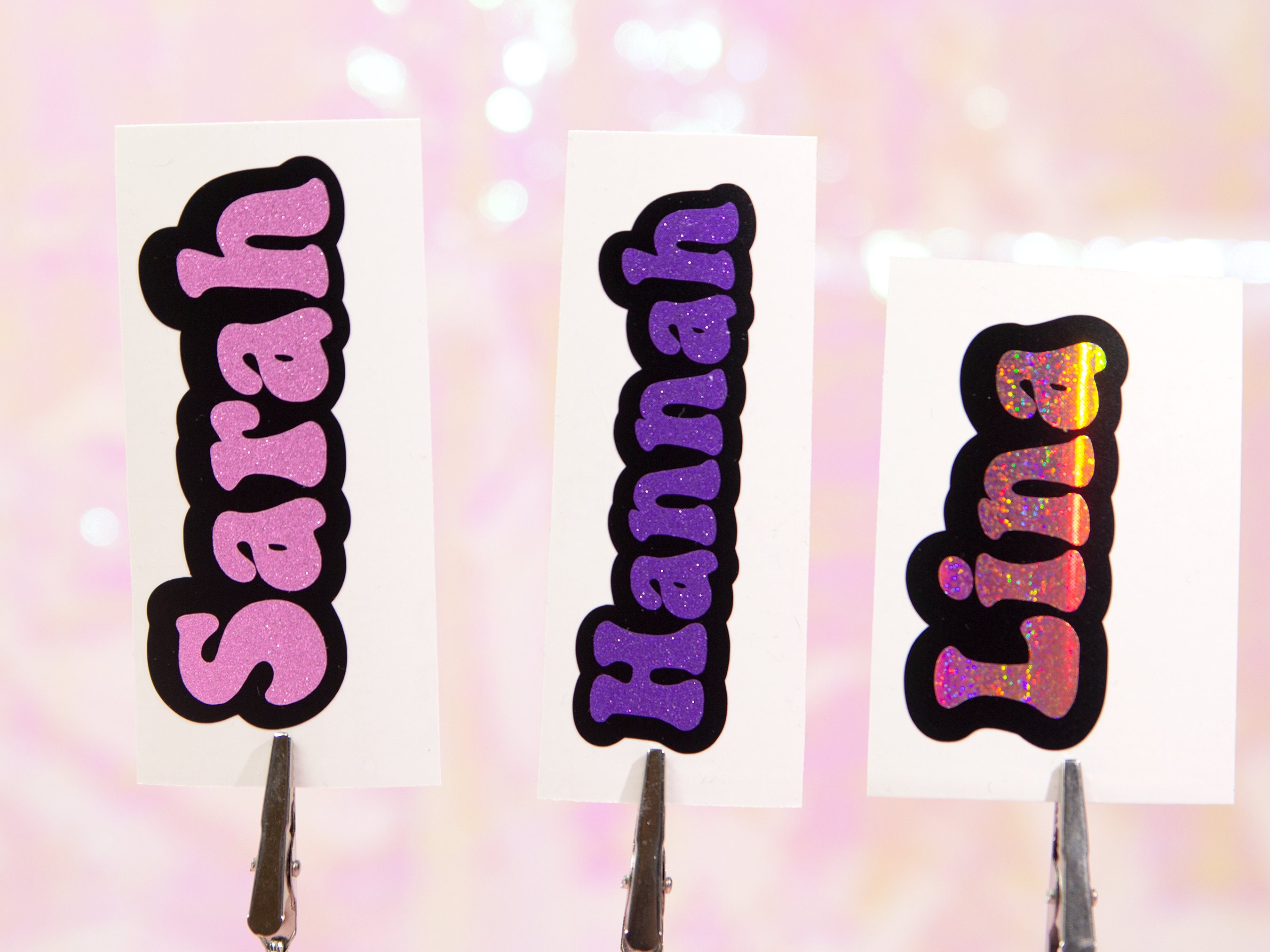 Personalized Vinyl Name Stickers Glitter and Holo Perfect Etsy