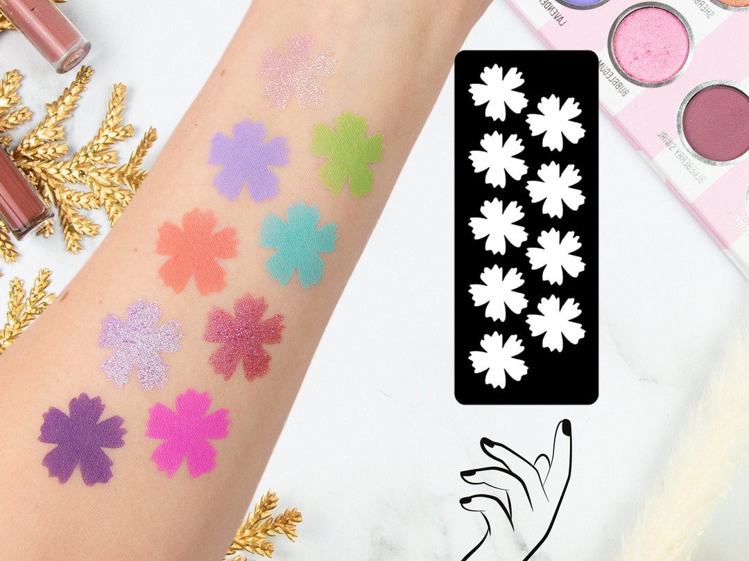 Flower Makeup Swatch Stencil, Spring Eyeshadow Swatch Stickers Perfect ...