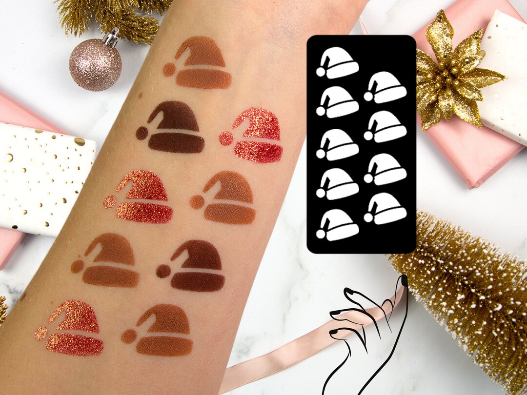 Santa Hat Makeup Swatch Stencil Eyeshadow Swatch Sticker for Etsy