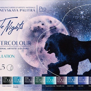 WHITE NIGHTS Artists' Grade Watercolors set 12 Full Pans Granulating Colors, plastic box by Nevskaya Palitra image 1