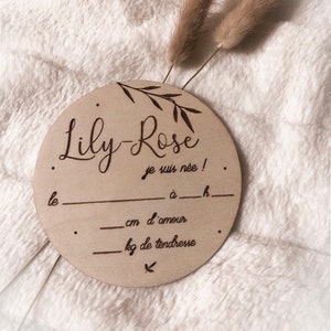 Carte en bois annonce naissance bébé accouchement prénom personnalisée maternité surprise ⋆ à compléter