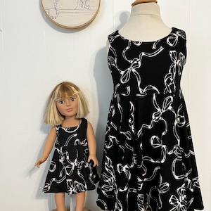 Dolly and me set, size 2T-18/20 American doll girl and doll both twirly dresses, matching girl and 18&quot; doll, party, dress up