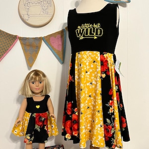 American doll girl and doll both twirly dresses, s.7 doll and me dresses, matching girl and 18&quot; doll outfit, party, dress up, pretend