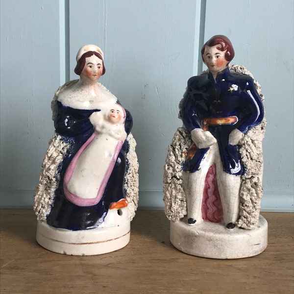 Antique Staffordshire figures Victoria and Albert