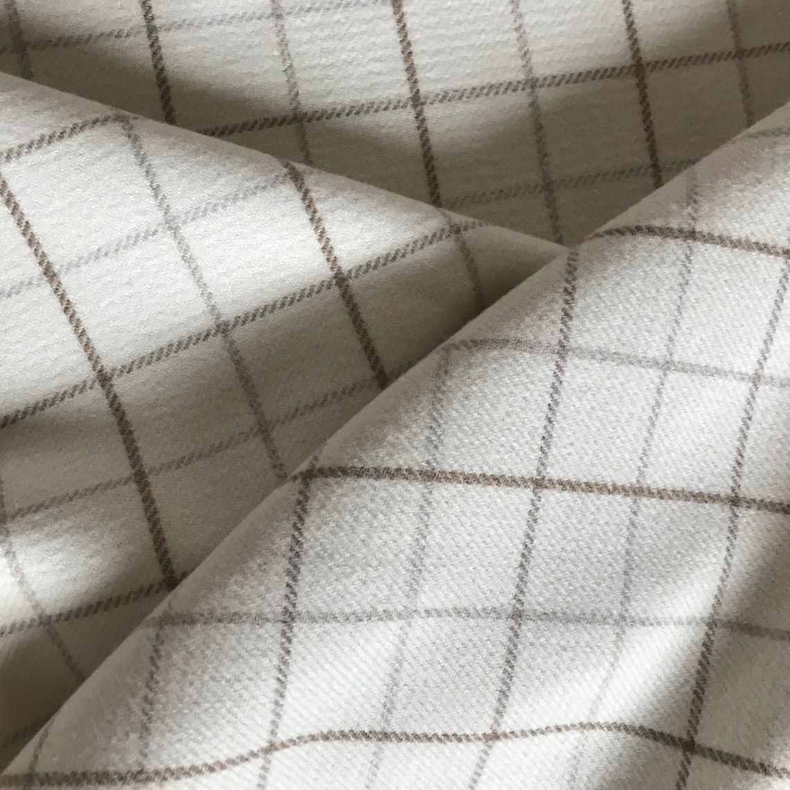 Cream checked pattern upholstery fabric priced per half metre Etsy