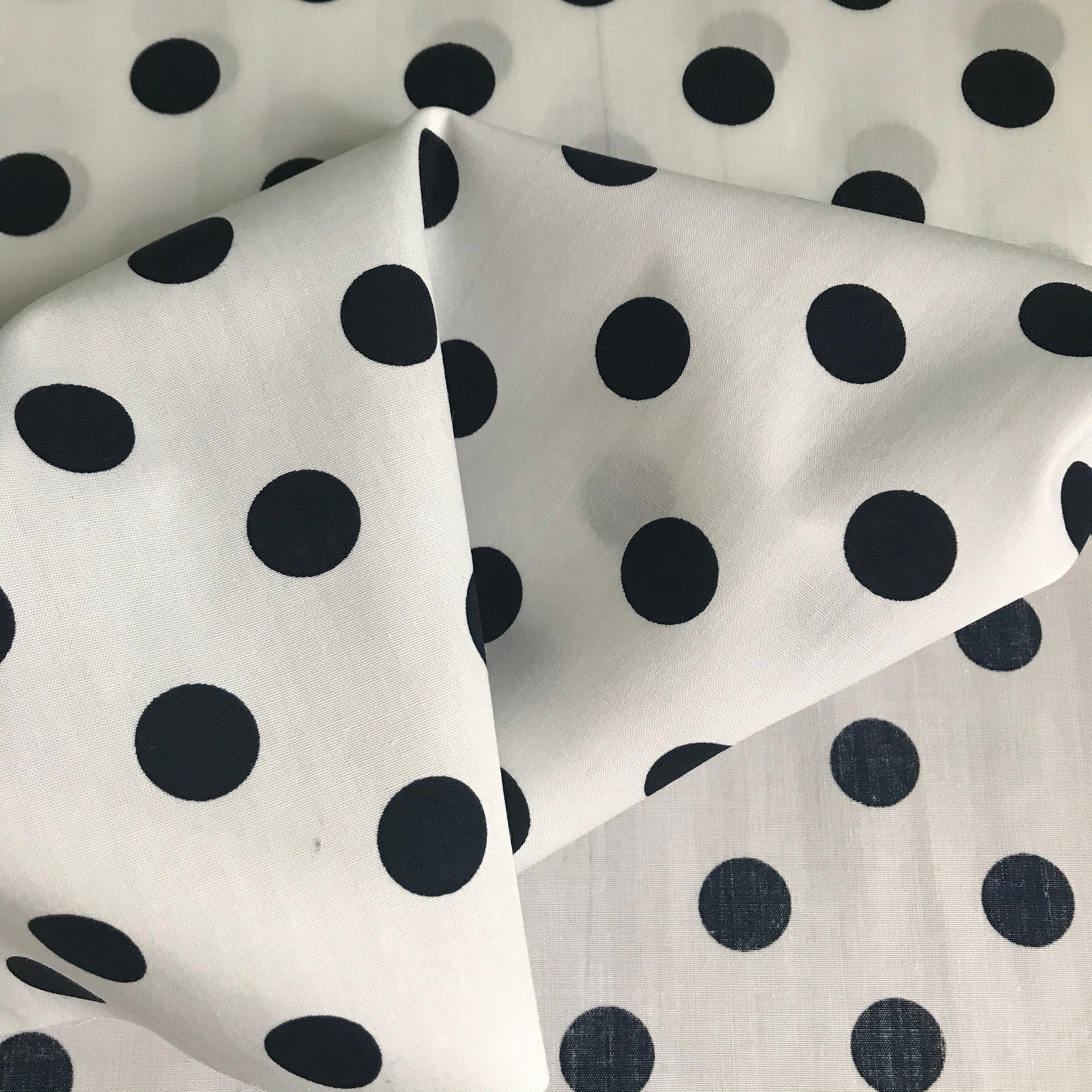 Vintage polka dot fabric / black and white polka dot Etsy