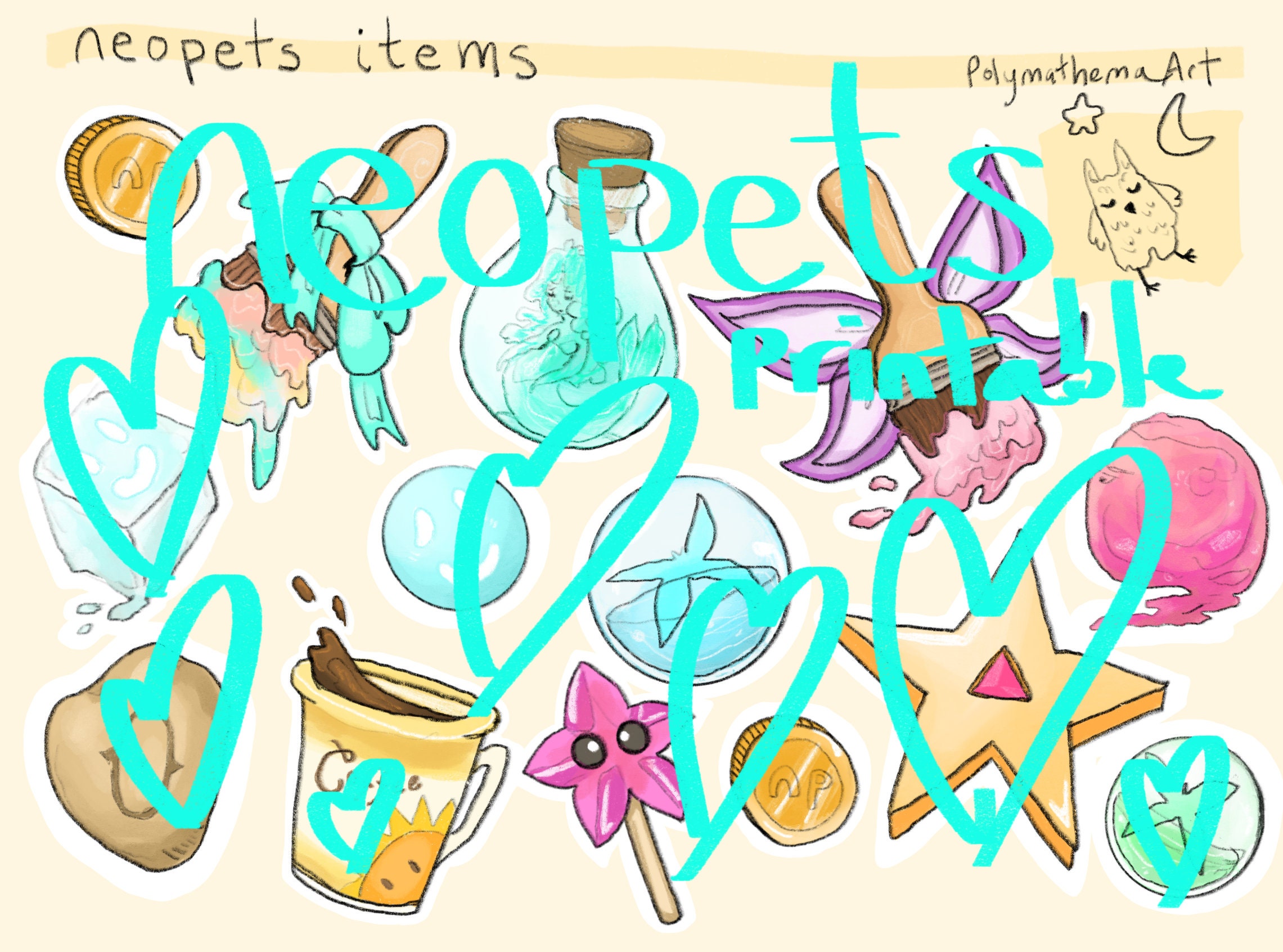 Neopets Items Printable Sticker Sheet Etsy