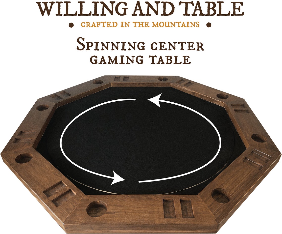 Spinning Center Board Game Table and Poker Table Game Table Etsy