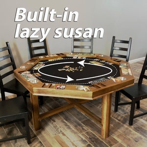 Spinning Center Board Game Table and Poker Table | Game Table with Top Removable Cover | DnD, Puzzles, and more