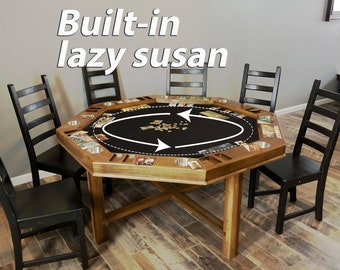 Spinning Center Board Game Table and Poker Table | Game Table with Top Removable Cover | DnD, Puzzles, and more