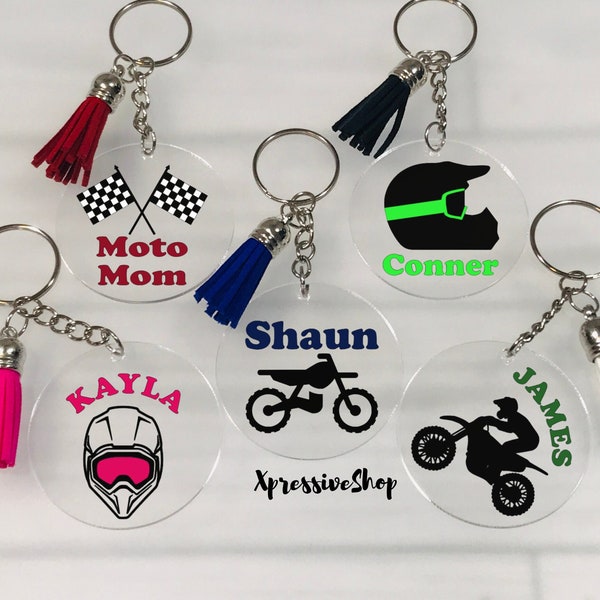 Personalized Motocross Keychain, Dirt Bike Keychain, Motocross Gift, BMX Bag Tag, Dirt Bike BagTag, Racing, Off Road Gift, Motocross Helmet