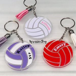 Personalized Volleyball Keychain, Volleyball Bag tag, Volleyball Coach Gift, Volleyball Team Gifts, Custom Volleyball Gift