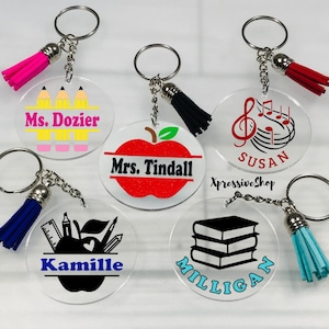 Personalized Teacher Keychain, Teacher Gift, Custom Teacher Gift, End of Year Teacher Gift, Teacher Appreciation Keyring, Pencil Keychain