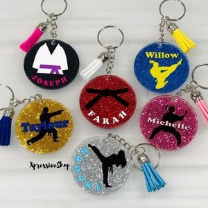 Personalized Martial Arts Keychain, Karate Keychain, Karate Gift, Martial Arts Belt, Judo Keychain, Taekwondo Gift, Jiu Jitsu Keychain