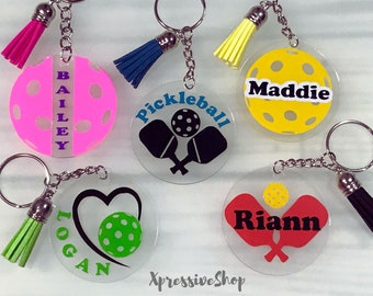Personalized Pickleball Keychain: Custom Pickleball Name Gift Bulk | Paddle Sport Bag Tag | Pickleball Player Club League Keepsake