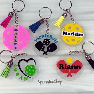 Personalized Pickleball Keychain, Pickleball Bag tag, Pickleball Coach gift, Pickleball Gifts, Pickleball Paddle, Custom Pickleball Keyring