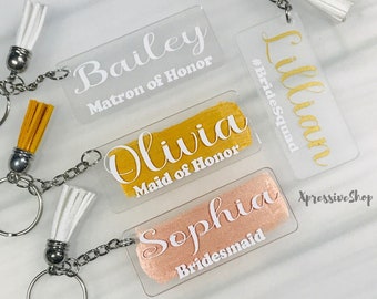 Personalized Acrylic Bridesmaid Keychain | Bridal Wedding Favors | Bridal Party | Wedding Party Gift | Bridesmaid Proposal Gift