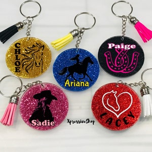 Personalized Horse Keychain, Horse Lover, Equestrian Keychain, Horse loss Gift, Horse Mom, Horseshoe Keychain, Horse BagTag, Cowboy Boots
