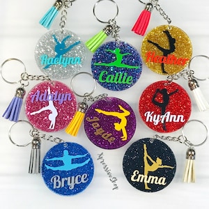 Personalized Gymnast Keychains | Gymnastic Dancer | Gymnastics Keychain | Gymnast Bag Tag | Gymnastics Gift | Gymnastics Team Gift