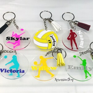 Personalized Volleyball Keychain, Volleyball Bag tag, Volleyball Coach gift, Volleyball Team Gifts