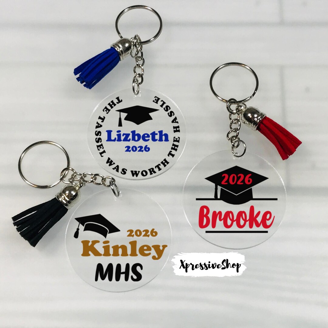 Personalized 2026 Graduation Keychain: Acrylic Senior Graduate Cap Gift ...