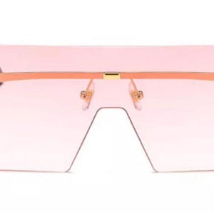 Women&#39;s Black Pink Rimless Oversized Retro Square Sunglasses 2024
