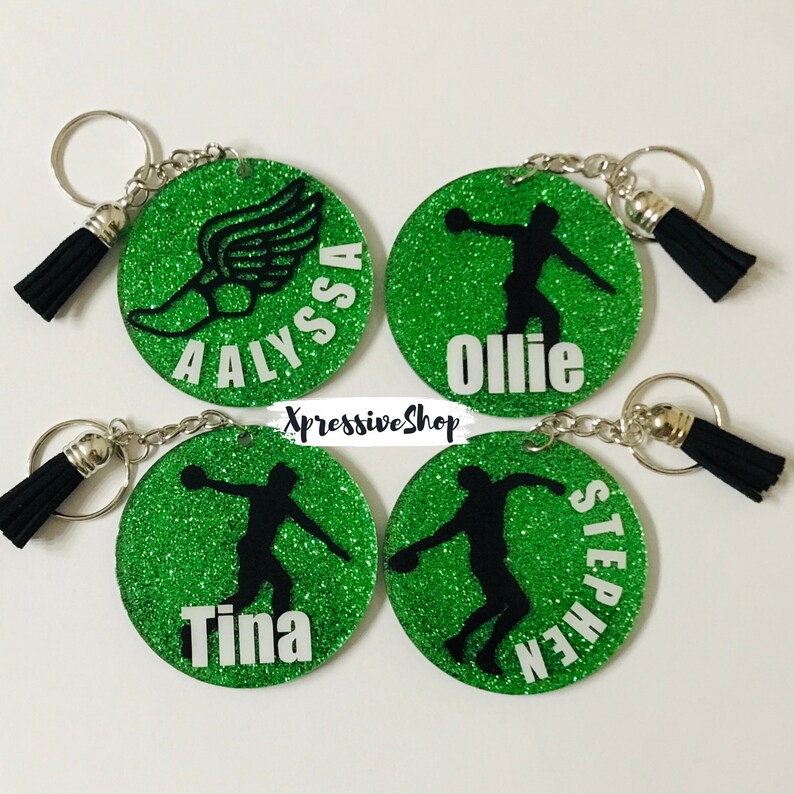 Personalize Track & Field Keychain Gift, Cross Country Keychain, Shot
