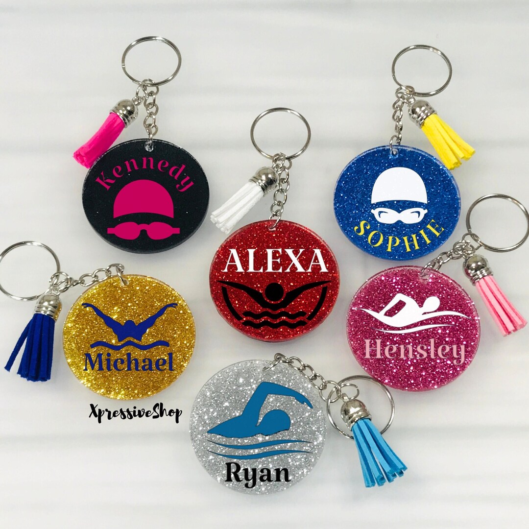 Personalized Swim Keychain, Swimmer Keyring, Swimmer Gift, Dive Team